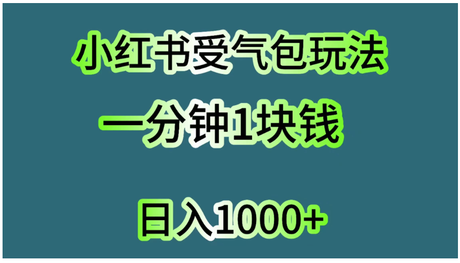 小红书受气包玩法，一分钟一块钱，日入1000+-财富区