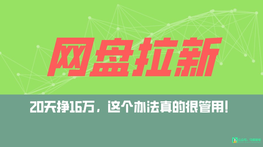 网盘拉新+私域全自动玩法，0粉起号，小白可做，当天见收益，已测单日破5000-财富区