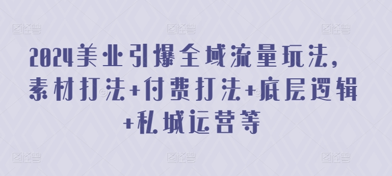 2024美业引爆全域流量玩法，素材打法 付费打法 底层逻辑 私城运营等-财富区