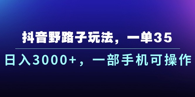 （10909期）抖音野路子玩法，一单35.日入3000+，一部手机可操作-财富区