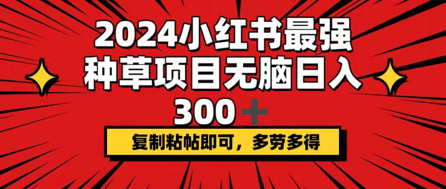 （12336期）2024小红书最强种草项目，无脑日入300+，复制粘帖即可，多劳多得-财富区