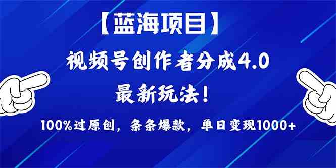 （9777期）2024蓝海项目视频号，最新方法， 100%过原创，条条爆款，单日变现1K+，…-财富区