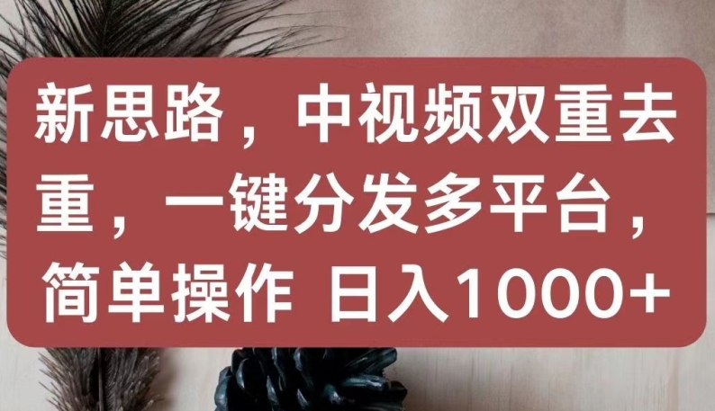 新思路，中视频双重去重，一键分发多平台，简单操作，日入1000+-财富区