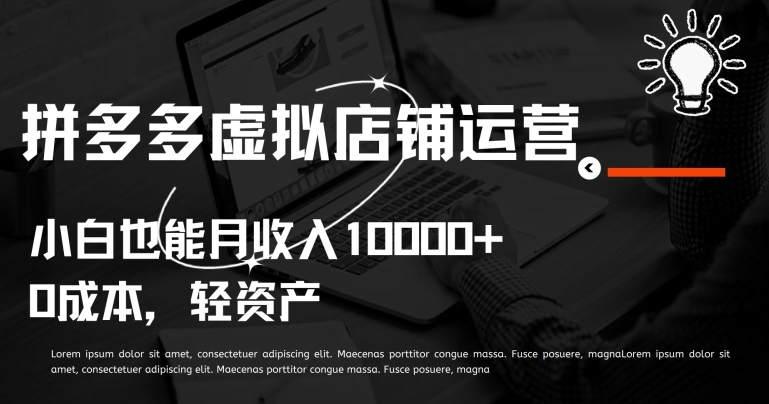 拼多多虚拟店铺运营小白也能月收入10000+-财富区