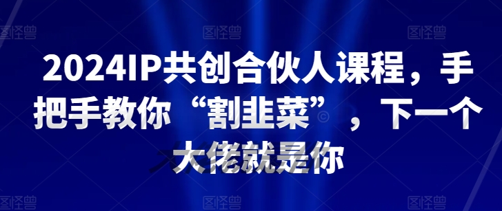 2024IP共创合伙人课程，手把手教你“割韭菜”，下一个大佬就是你-财富区