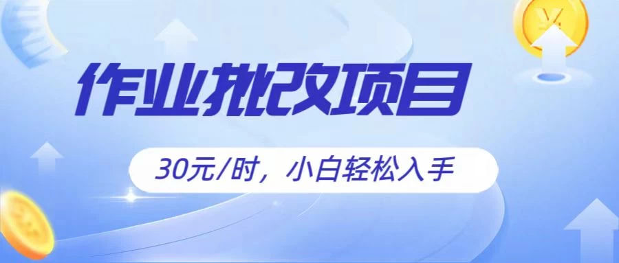 作业批改项目30元/时，小白轻松入手，非常的简单-财富区