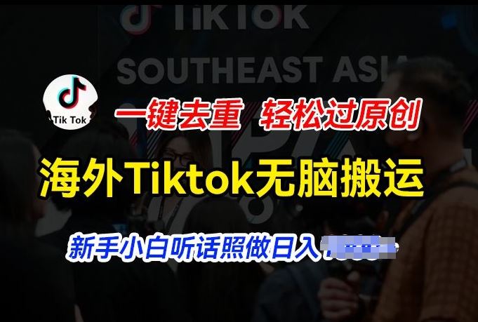 海外Tiktok短视频无脑搬运，一键去重轻松过原创，新手小白听话照做日入几张【揭秘】-财富区