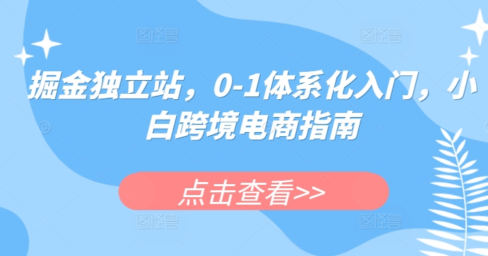 掘金独立站，0-1体系化入门，小白跨境电商指南-财富区