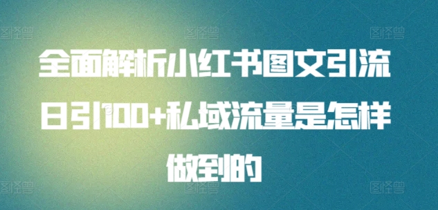 全面解析小红书图文引流日引100+私域流量是怎样做到的-财富区