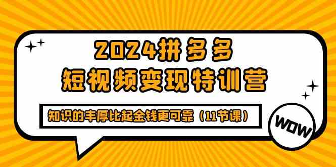 2024拼多多短视频变现特训营，知识的丰厚比起金钱更可靠（11节课）-财富区