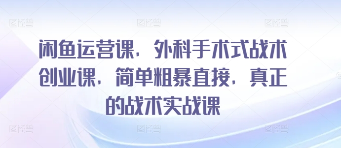 闲鱼运营课，外科手术式战术创业课，简单粗暴直接，真正的战术实战课-财富区