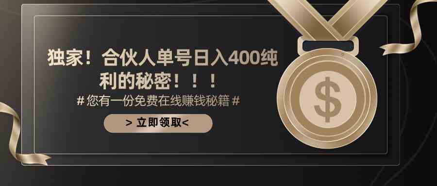 （10028期）合伙人广告撸金最新玩法，每天单号400纯利-财富区