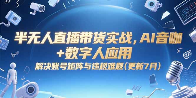 半无人直播带货实战，AI音咖+数字人应用 解决账号矩阵与违规难题(更新7月)-财富区