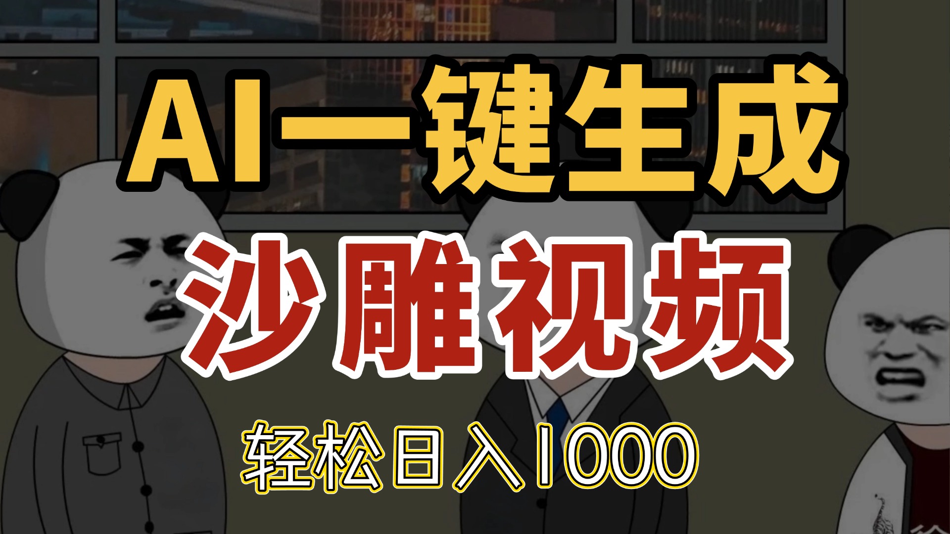 AI一键生成沙雕视频，一条视频千万播放，轻松日入1000-财富区