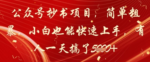 公众号抄书项目，简单粗暴，小白也能快速上手，有人一天搞了1k+-财富区