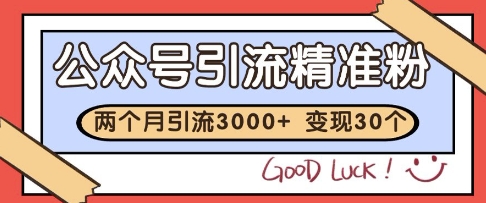 公众号精准粉引流玩法，2个月3000+精准粉，变现30个W-财富区