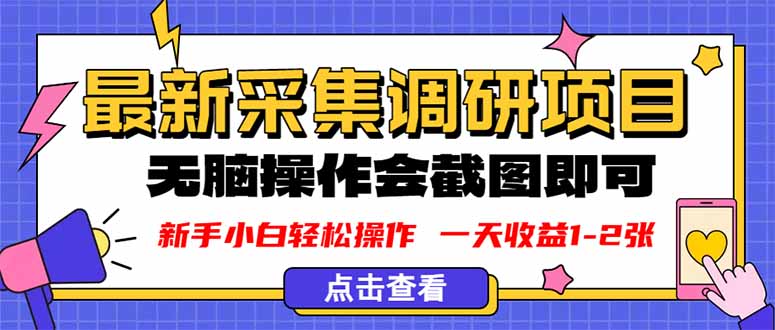 新版采集调研项目，截图上传即可，无脑操作，日收益1-2张-财富区