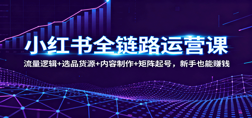 小红书全链路运营课：流量逻辑+选品货源+内容制作+矩阵起号，新手也能赚钱-财富区