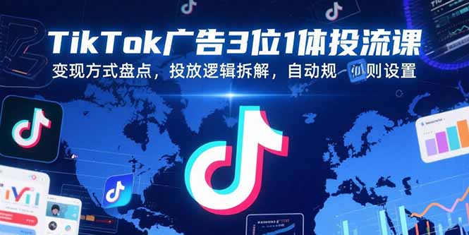 TikTok广告3位1体投流课，变现方式盘点，投放逻辑拆解，自动规则设置-财富区
