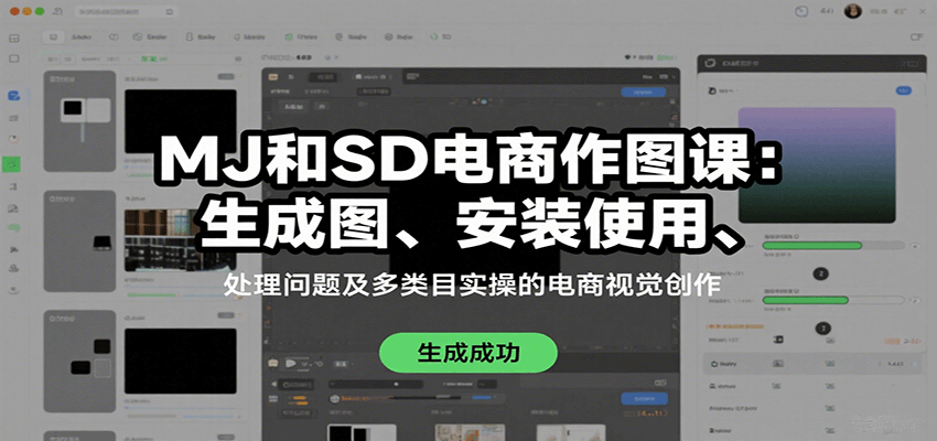 MJ和SD电商作图课：生成图、安装使用、处理问题及多类目实操的电商视觉创作-财富区