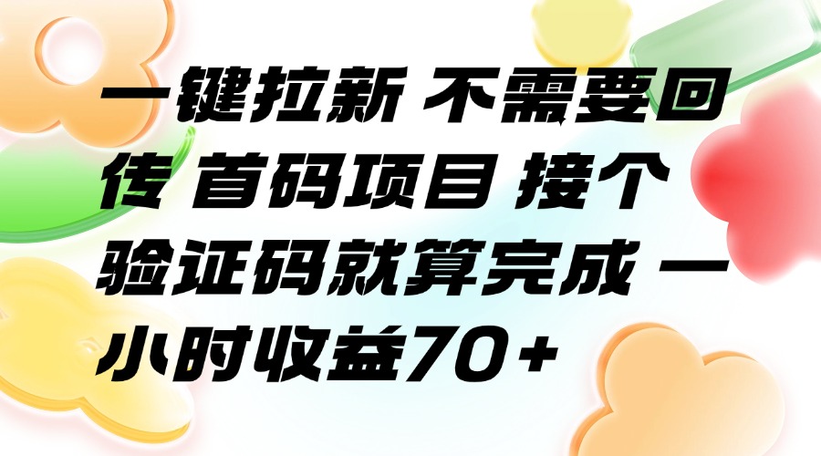 一键拉新 不需要回传 首码项目 接个验证码就算完成 一小时收益70+-财富区