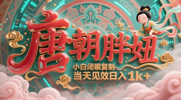 用AI克隆“唐朝胖妞”日更3条，平台疯狂推流，小白闭眼复制，当天见效，日入1k+-财富区