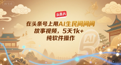 在头条号上用AI生民间故事视频，5天1k+，纯软件操作-财富区