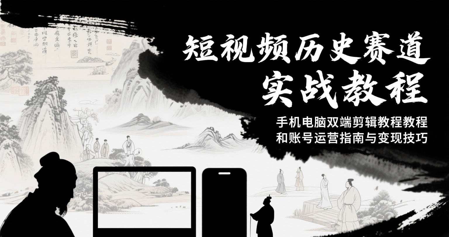 短视频历史赛道实战教程，手机电脑双端剪辑教程和账号运营指南与变现技巧-财富区