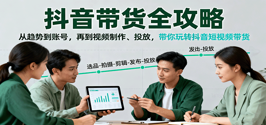 抖音带货全攻略：从趋势到账号，再到视频制作、投放，带你玩转抖音短视频带货-财富区