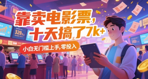 靠卖电影票，十天搞了7k+，小白无门槛上手，零投入-财富区