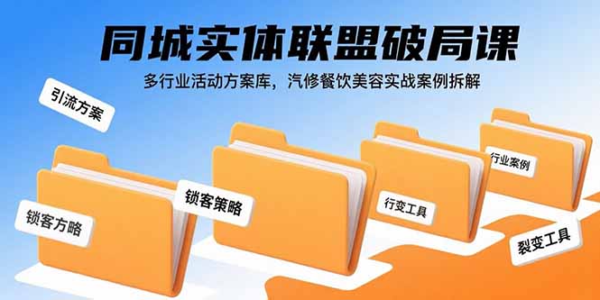 同城实体联盟破局课,多行业活动方案库,汽修餐饮美容实战案例拆解-财富区