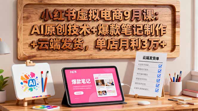 小红书虚拟电商9月课:AI原创技术+爆款笔记制作+云端发货,单店月利3万+-财富区