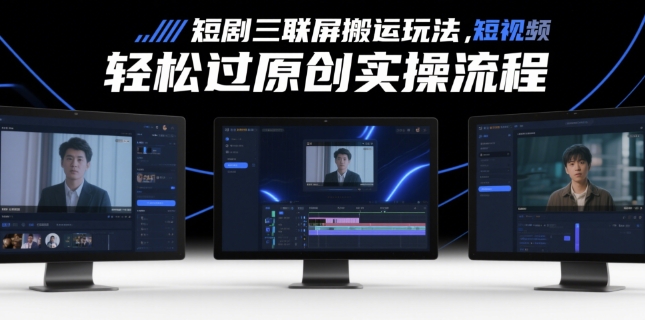短剧三联屏搬运玩法，短剧搬运轻松过原创实操流程-财富区