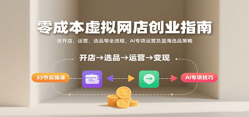 零成本虚拟网店创业指南，含开店、运营、选品等全流程， AI专项运营及蓝海选品策略-财富区