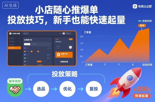 小店随心推爆单投放技巧，新手也能快速起量-财富区