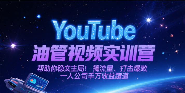YouTube油管视频实训营，帮助你稳入局、搞流量、打爆款，一人公司千万收益赛道-财富区