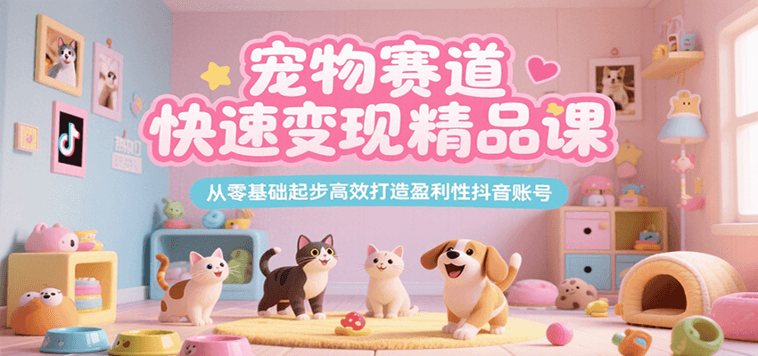 宠物赛道快速变现精品课，从零基础起步高效打造盈利性抖音账号-财富区