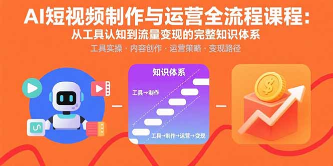 AI短视频制作与运营全流程课程：从工具认知到流量变现的完整知识体系-财富区