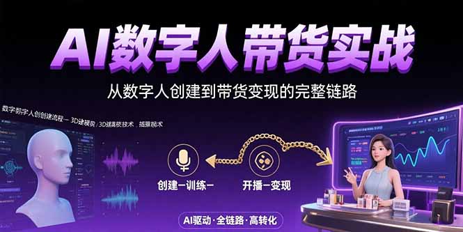 AI数字人+带货实战：从数字人创建到带货变现的完整链路-财富区
