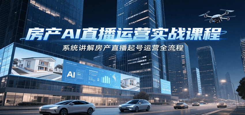 房产AI直播运营实战课程，系统讲解房产直播起号运营全流程-财富区