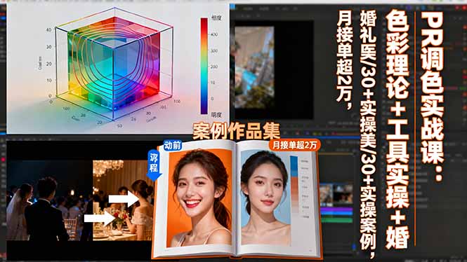 PR调色实战课：色彩理论+工具实操+婚礼医美/30+实操案例，月接单超2万-财富区