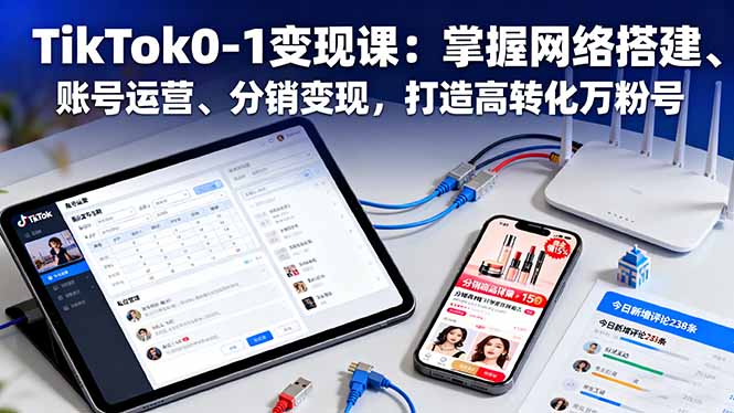 TikTok0-1变现课：掌握网络搭建、账号运营、分销变现，打造高转化万粉号-财富区