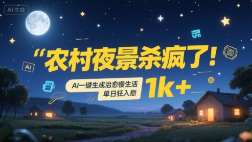 农村夜景杀疯了！AI一键生成治愈系慢生活，单日狂入1k+-财富区