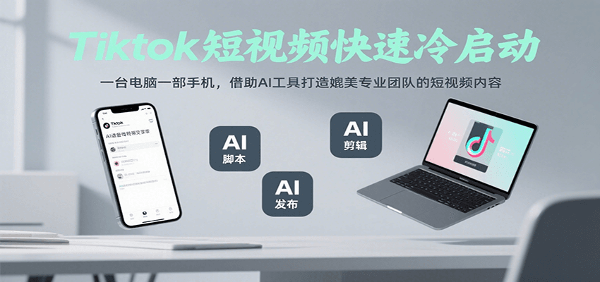 Tiktok短视频快速冷启动，一台电脑一部手机，借助AI工具打造媲美专业团队的短视频内容-财富区