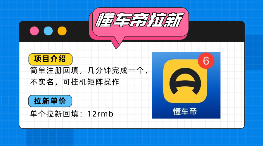 懂车帝邪修拉新玩法，简单注册回填，不sm，单个拉新12rmb，轻松日入200+-财富区