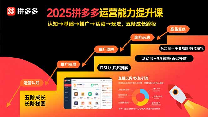 2025拼多多运营能力提升课：认知→基础→推广→活动→玩法，五阶成长路径-财富区