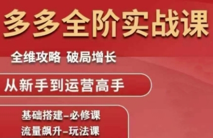 拼多多全阶实战课程，全维攻略，破局增长，从新手到运营高手-财富区