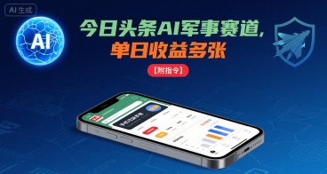 今日头条AI军事赛道,单日收益多张 ,手机可做【附指令】-财富区