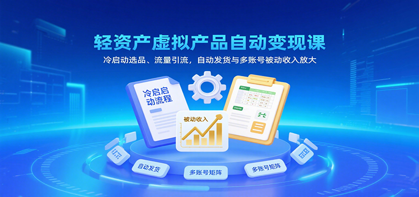轻资产虚拟产品自动变现课，冷启动选品、流量引流，自动发货与多账号被动收入放大-财富区