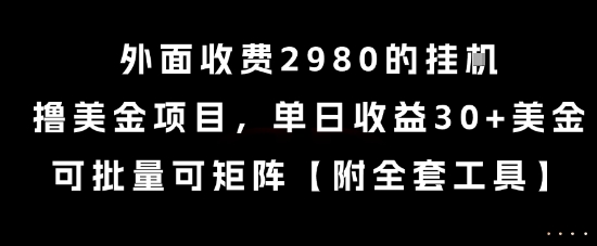 外面收费2980的挂G撸美金项目，单日收益30+美金，可批量可矩阵-财富区